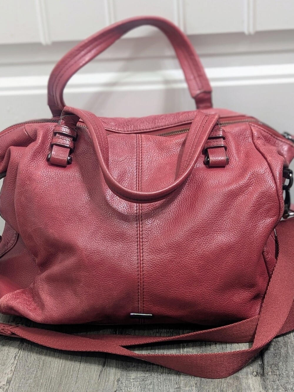 Kooba Leather Satchel Shoulder Bag in Dusty Rose